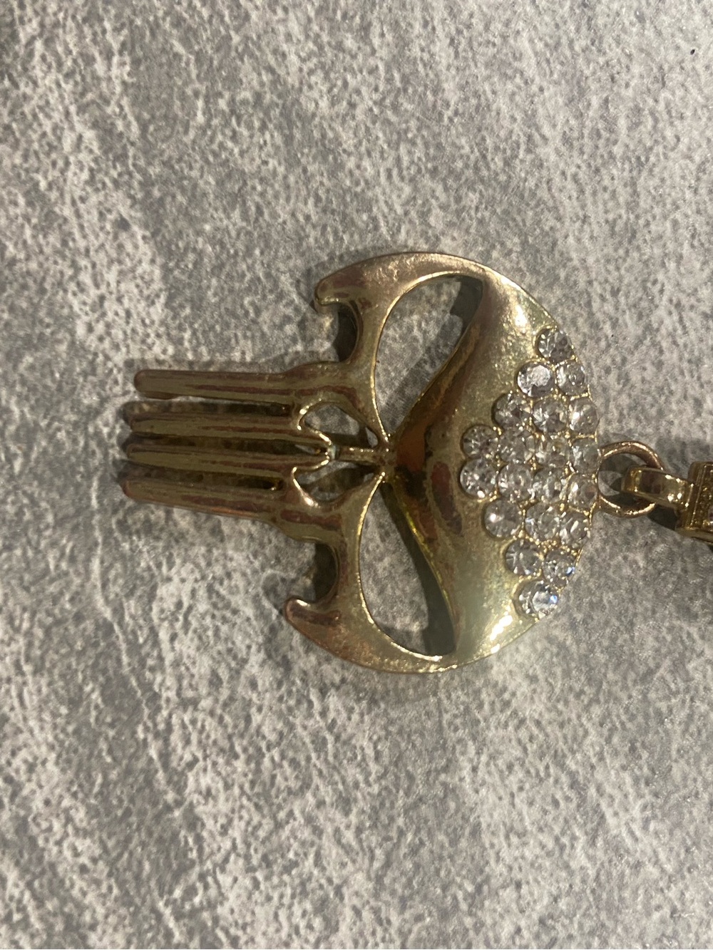 Gold Crystal Skull Pendant Necklace - Women Jewelry - Picture 4 of 8